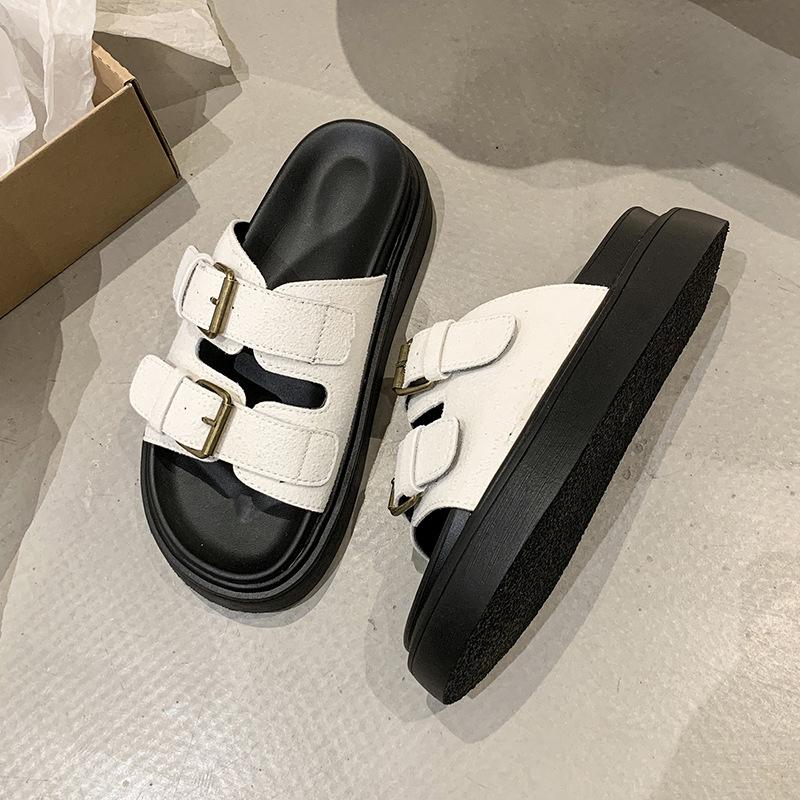 

Lazy slippers women s summer new outer wear one-word soft bottom thick bottom non-slip beach cool slippers 35 білий