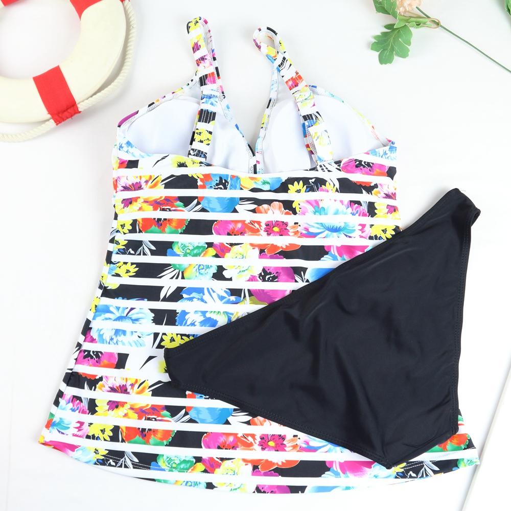 2026 Ny Baddräkt Dam Tankini Set Stor Storlek Tvådelad Vintage Sport Vadderad Hög Midja Badkläder Push Up Baddräkt Bikini 5XL