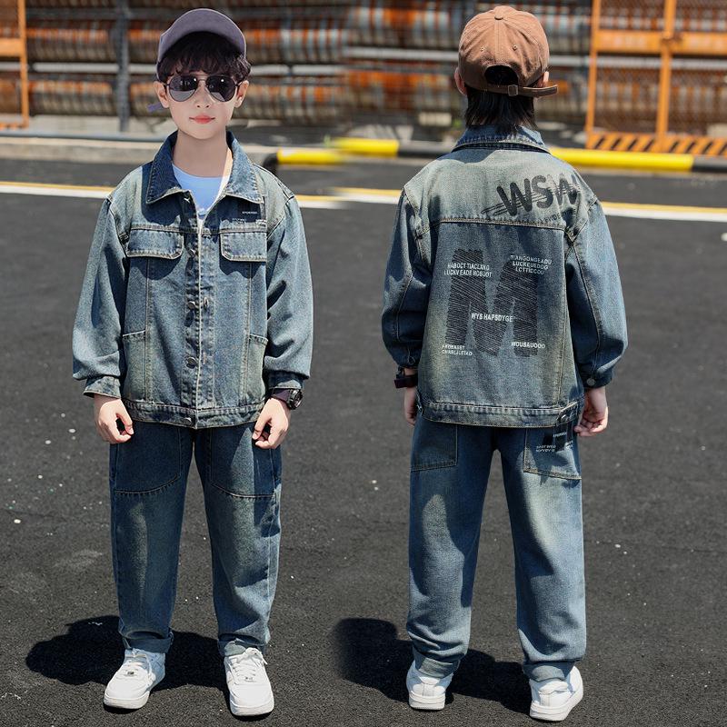 Boys' Spring/Autumn 2025 Korean-Style Denim Jacket: Trendy Casual Long-Sleeved Outerwear for Medium To Large Children