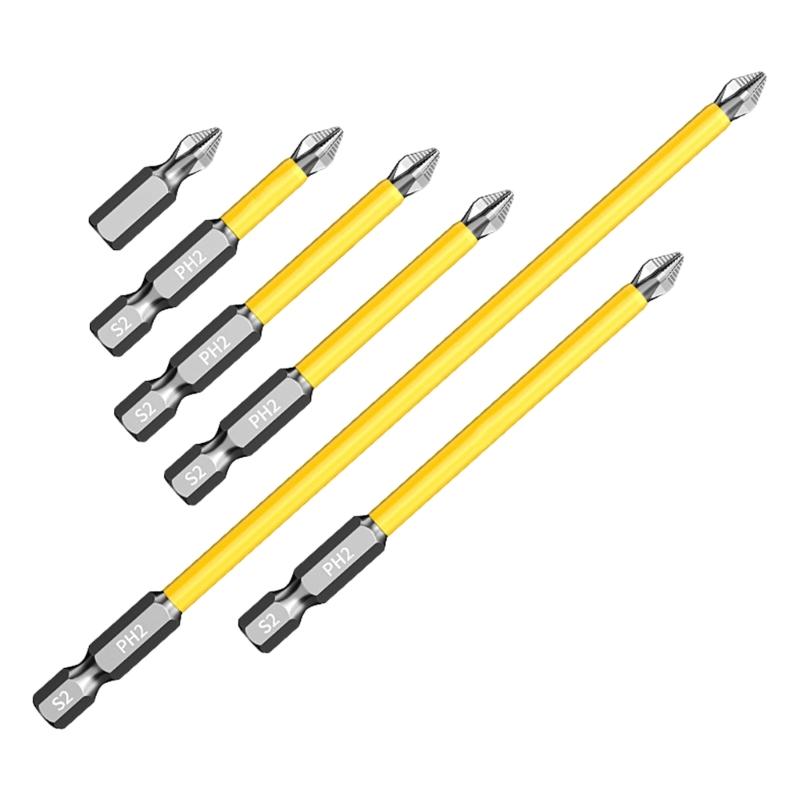 

6Pcs Screwdriver Bit Set Magnetic Antislip High Hardness Impact Resistance Bit Drill Attachment Screwdriver Bit Tool 1