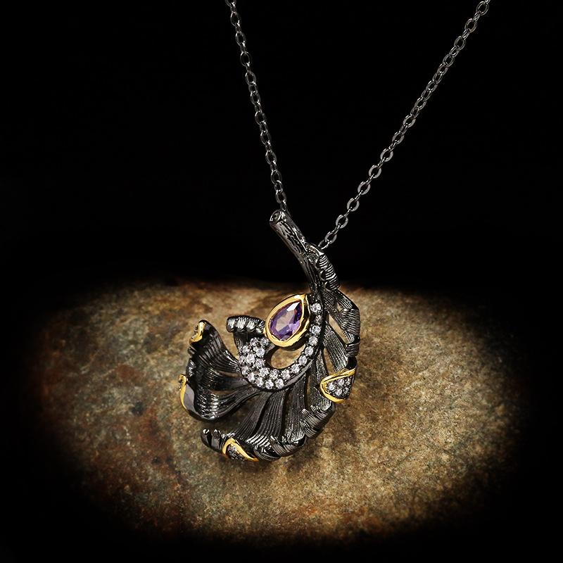 Creative Black And Gold Two-Tone Necklace Accessories, Halloween Gifts