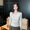 Chic Women's Slim Fit 100% Wool V-Neck Sweater - Versatile Solid Color for Autumn/Winter