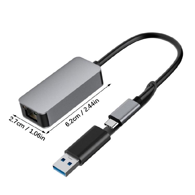 USB3.0 Gigabit Ethernet Adapter 2500Mbps Fast Speed Corded Internet Converter Efficient 2500M Rj45