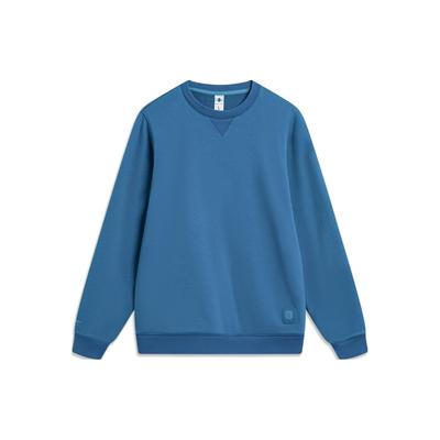 Li Ning China Color Series Einfarbiges Pullover-Sweatshirt Herren Sweatshirt Tiefblau AWDT965-6