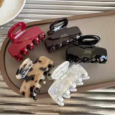 Vintage Acetate Hair Claw Medium Size Rectangle Dragon Shark Clip Hairs Clamps Grab Women Hair Accessories Hair Clips Hair Bows