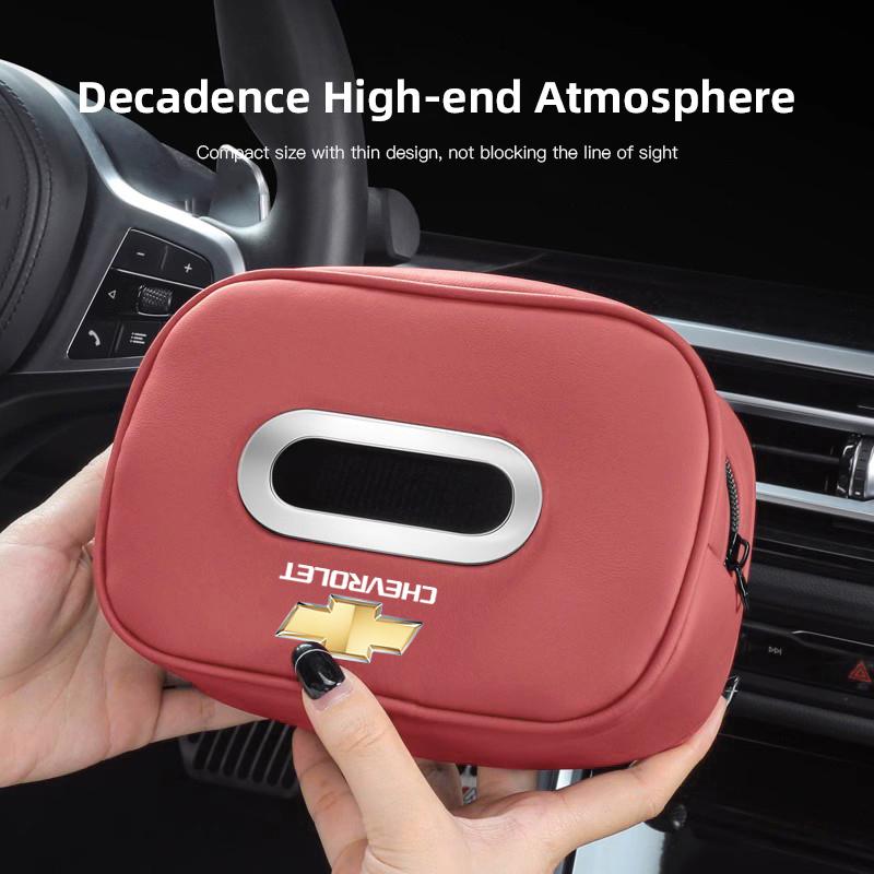 New Soft Leather Car Tissue Box Sun Visor Hanging Paper Towel Holder Storage Bag For Chevrolet Spark Captiva Cruze Z71 Sail Aveo
