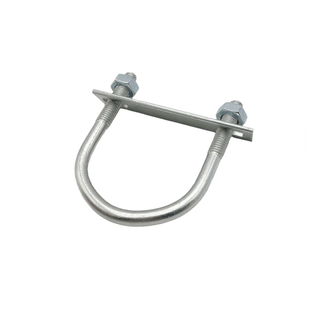 1Pcs New Galvanized Q235 Carbon Steel M8 Round Tube Clamp With Baffle Screws Round Bolt Right Angle U-bolt for Round Tube