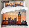 UK London Style King Queen Duvet Cover British Elements Bedding Set For Teens Adults London Bridge Big Ben Polyester Quilt Cover