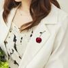 Adorable Cherry Collar Pins Brooches Red Enamel Charming Fruits Shirt Dress Pin Brooch For Women Pins Souvenir GiftsCute Jewelry
