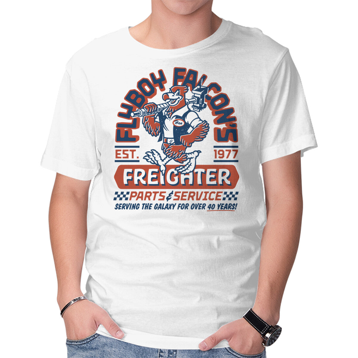 Unisex Crew Neck T-Shirt Flyboy Falcon Graphic Short Sleeve Casual Tee XL