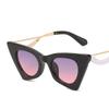 Angular Cat's Eye Sunglasses Trendy Cat Eye Sunglasses Female Personality Curved Mirror Legs Fashion Model Sunglasses