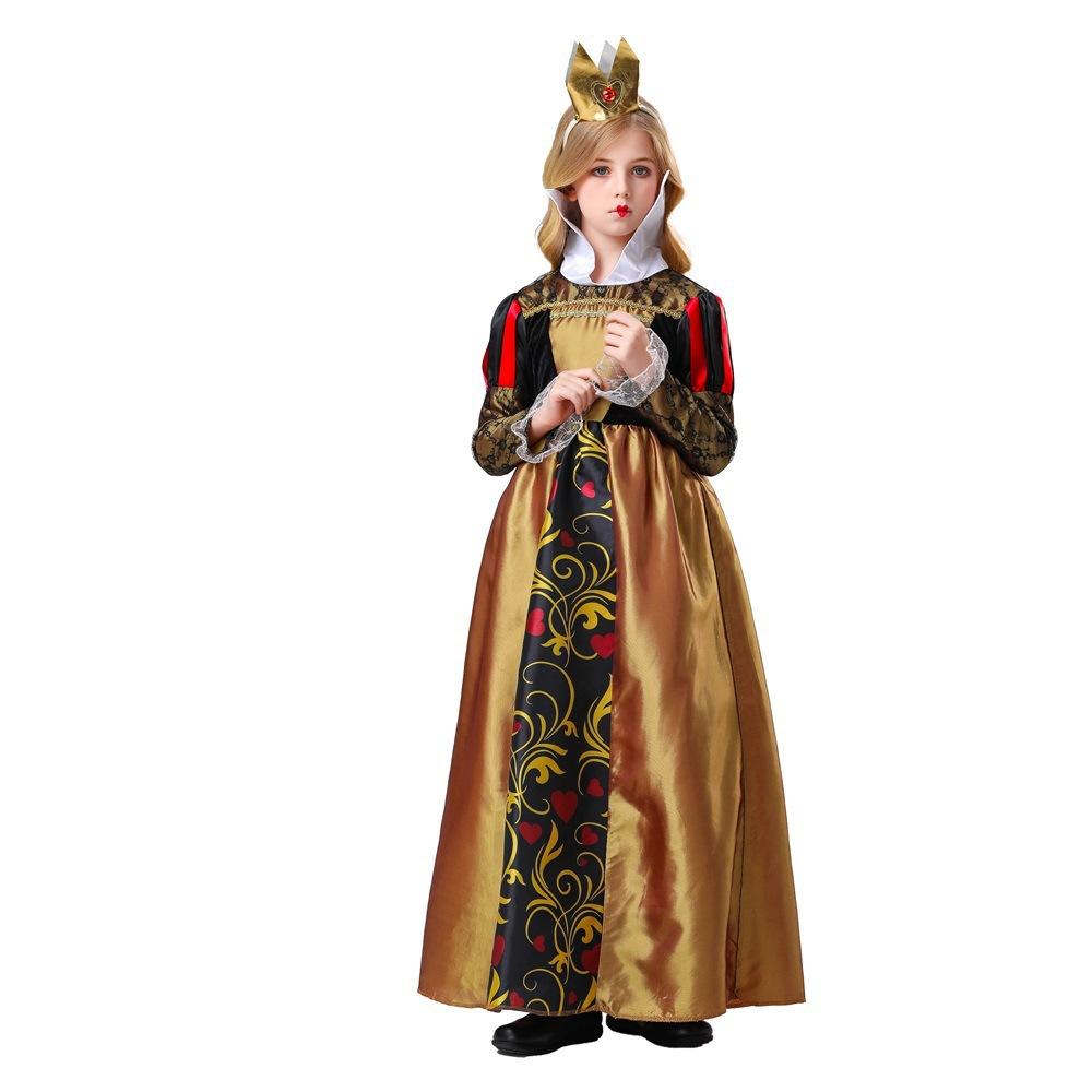 New Children's Halloween Alice Wonderland Queen of Hearts Costume Stage Performance Dress