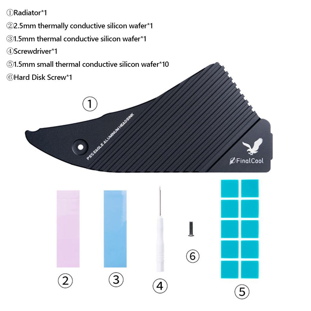 For PS5 M.2 NVME 2280 SSD Heatsink with Silicone Thermal Pad SSD Heatsink Radiator Magnesium Aluminum Alloy Hard Disk Heat Sink