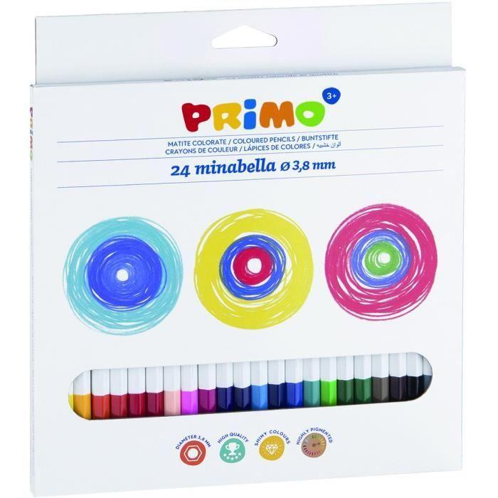 Crayon de couleur - PRIMO - Assorties - 3.8 mm - Pack de 24 - Pour enfants à partir de 3 ans