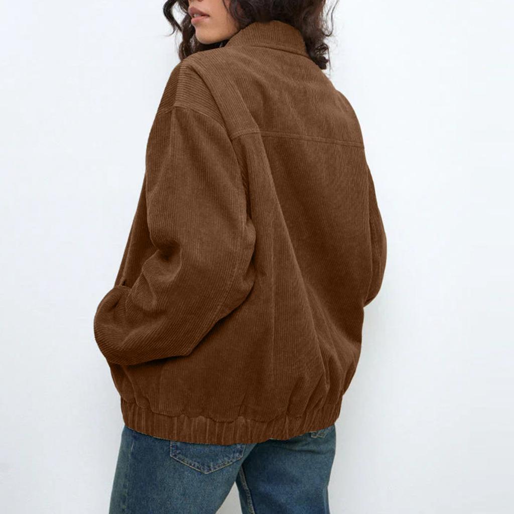 Women's Casual Lapel Long Sleeve Zipper Solid Color Jacket