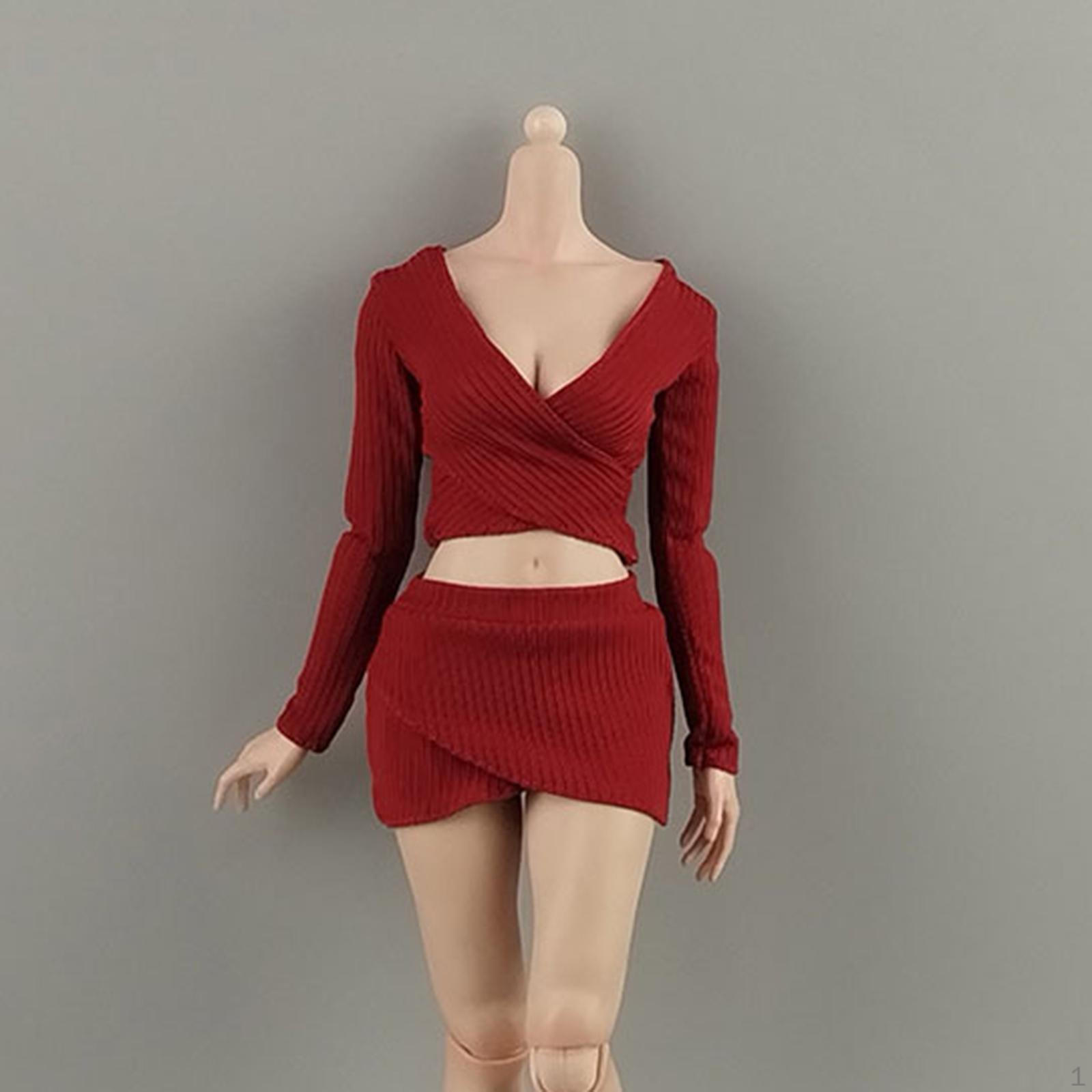 

1:6 Женских кроп-топов Одежда для экшн-фигурок Мода Ручная работа Косплей Топ с длинным рукавом для 12 Deep Red