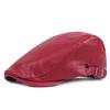 Leather Beret Men's Leather Duck Tongue Cap Middle-aged and Elderly Winter Leather Forward Cap Female Warm Leather Cap