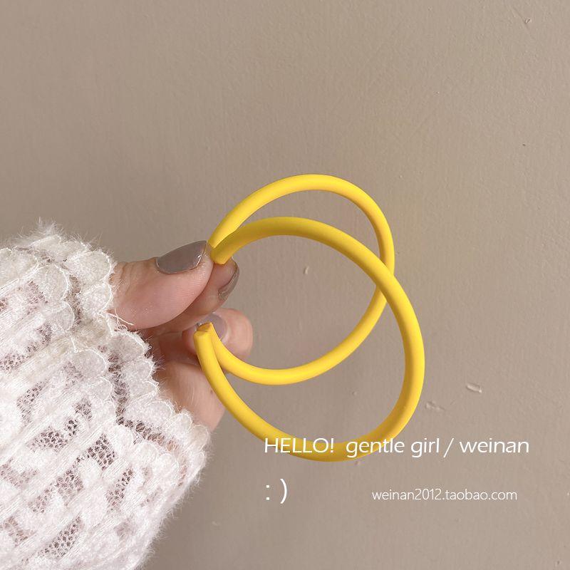 

Rose Candy Big Circle Retro Mosquito Coil Ear Clip Pair of lemon yellow steel needles