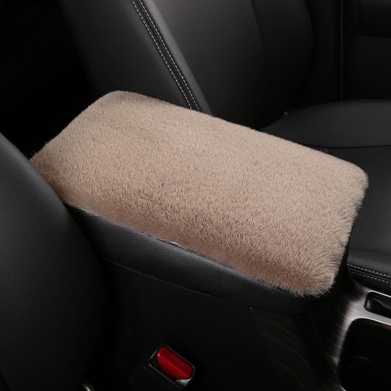 Universal Winter Furry Plush Polyester Armrest Box Pad Cover Center Console Box Armrest Pad Cushion Women Car Accessories
