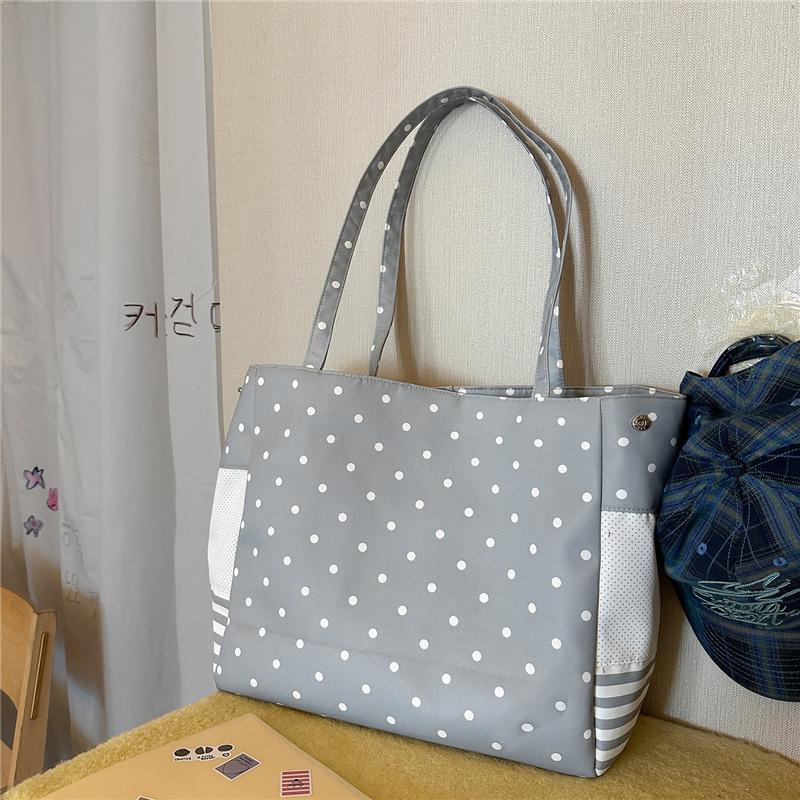 Cute Polka Dot Tote Bag for Women Shoulder Bag with Star Print and Striped Design, Large Capacity Everyday Bag