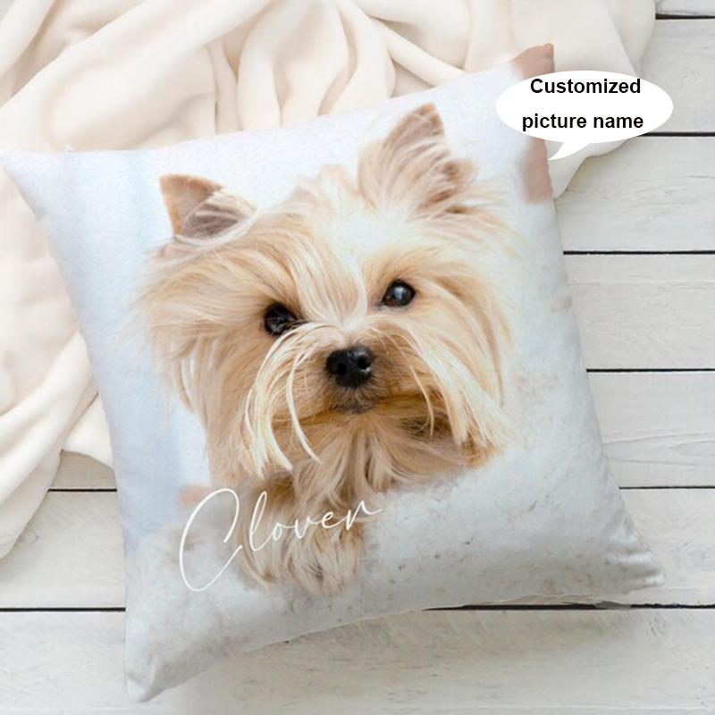 Personalized Double Sided Print Pet Photo Pillow Soft Polyester No Fuzz 45x45cm Kawaii Pet Lover Decorative Cushion for Sofa