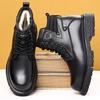Winter new leather men's boots sheepskin integrated leather boots men's thick-soled thermal Martin boots casual men's shoes Wenzhou