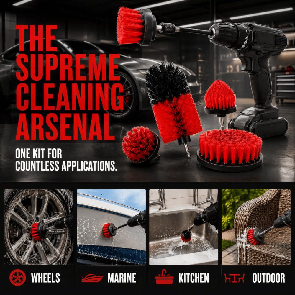 5Pcs Extension Rod Power Scrubber Brush Kit Nylon Bristles Cleaning Brush Attachment Floor Cleaning
