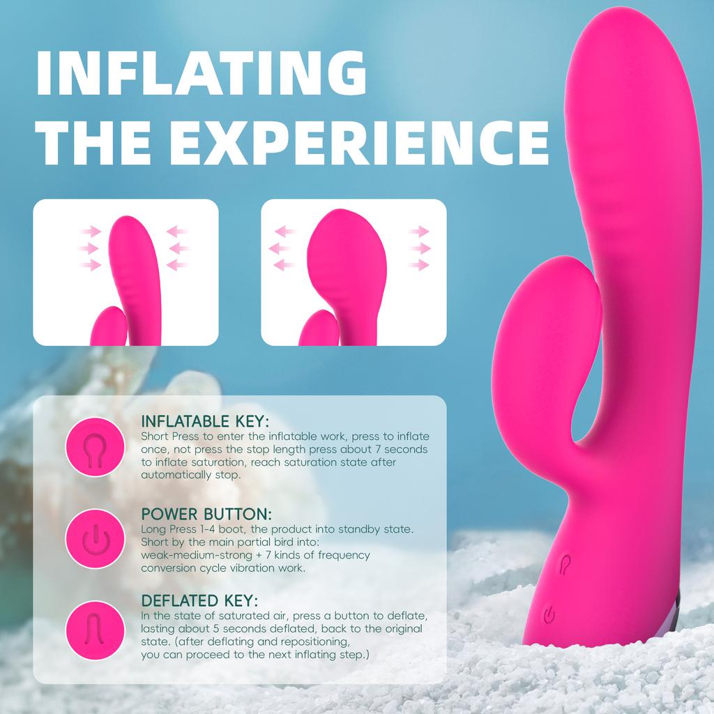 Adult Supplies Rabbit Inflatable Vibrator Inflatable Head G-Spot Nipple Stimulation Women Clitoral Masturbation Dildo Couples Orgasm Sex Toys