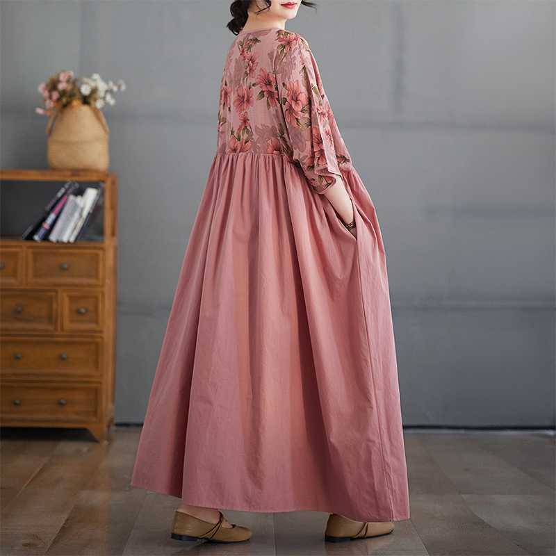 Summer V-neck Dress Plus-size Long Dress