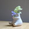 Cute Ceramic Bear Vase Hydroponic Vase Desktop Ornament Home Decor Garden Decoration