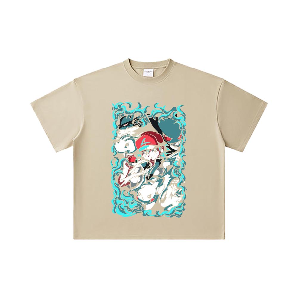 260 GSM Double Yarn 32 Count 100% Cotton Pokemon V26 Print Unisex Heavy Cotton T Shirt