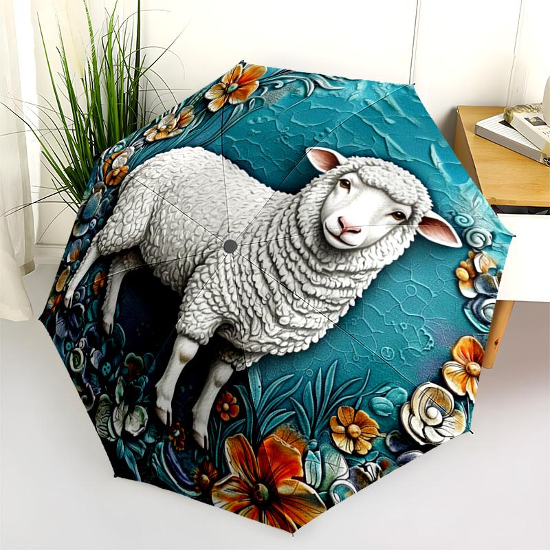 0106 Embossed Floral Animals  pattern, automatic folding umbrella, portable and foldable design, 8 ribs, a Christmas or birthday gift.