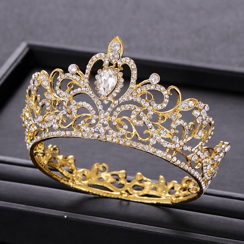 Trendy Bride Crown Baroque Rhinestone Crystal Crown Headband Queen Crown Golden Crown Hair Accessories Bridal Wedding Crown
