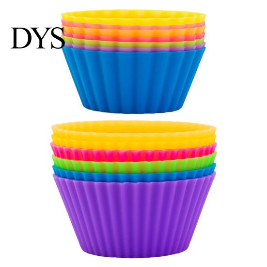 Round Cake Mold 6Pcs Silicone Muffin Egg Tart Baking Cups Non-Stick Food-Grade for Oven Microwave & Freezer Easy-Release Reusable Cupcakes Bread Cream