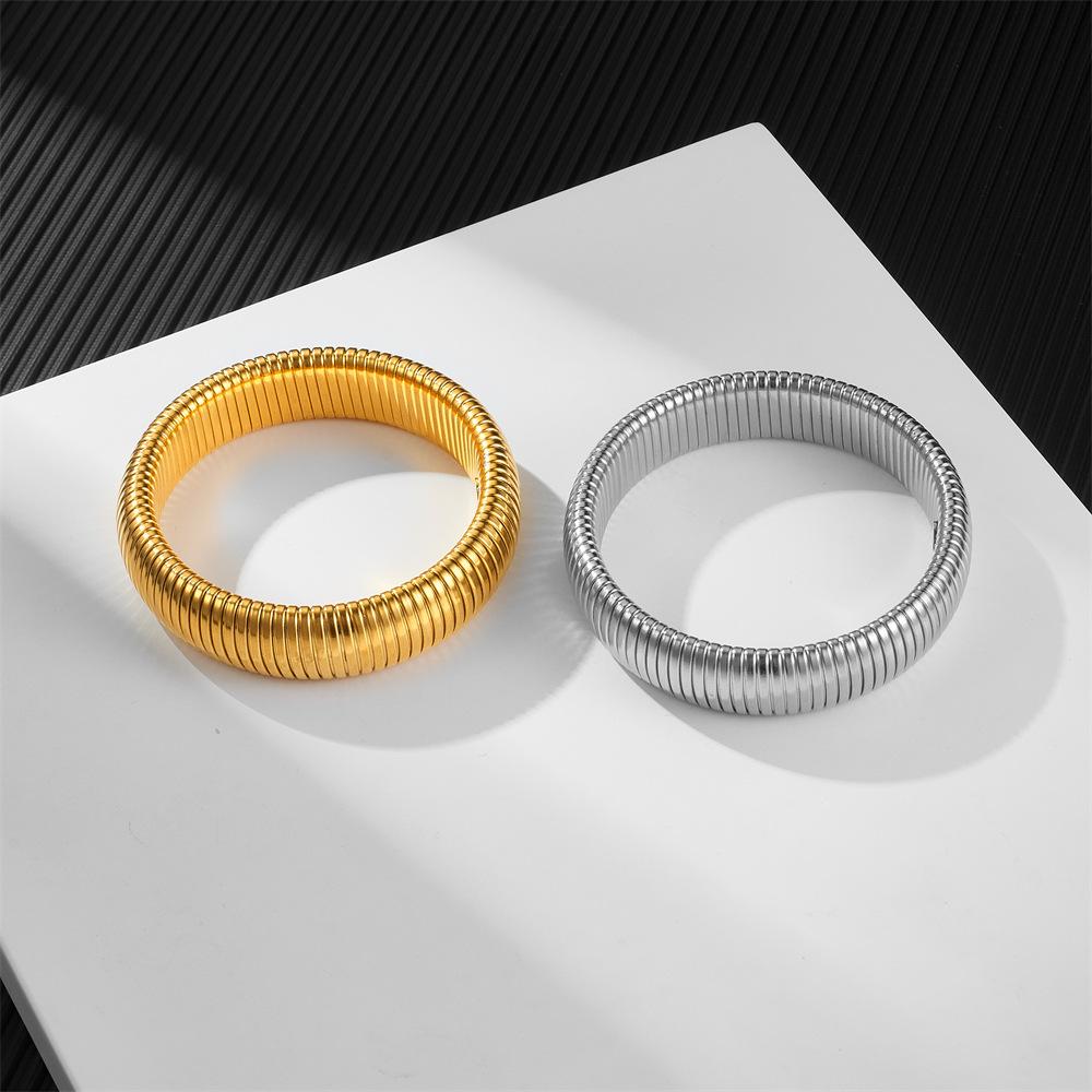 Simple Stainless Steel Couple Bracelet 10/15mm Wide Men's and Women's Personalized Versatile Elastic Bracelet, Accessories