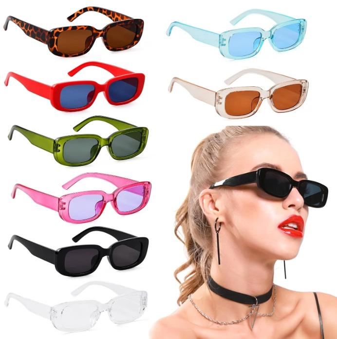 Rectangle Sunglasses for Women Men Trendy Y2k Retro 90s Sun Glasses UV400 Protection Cool Square Frame Sun Shades