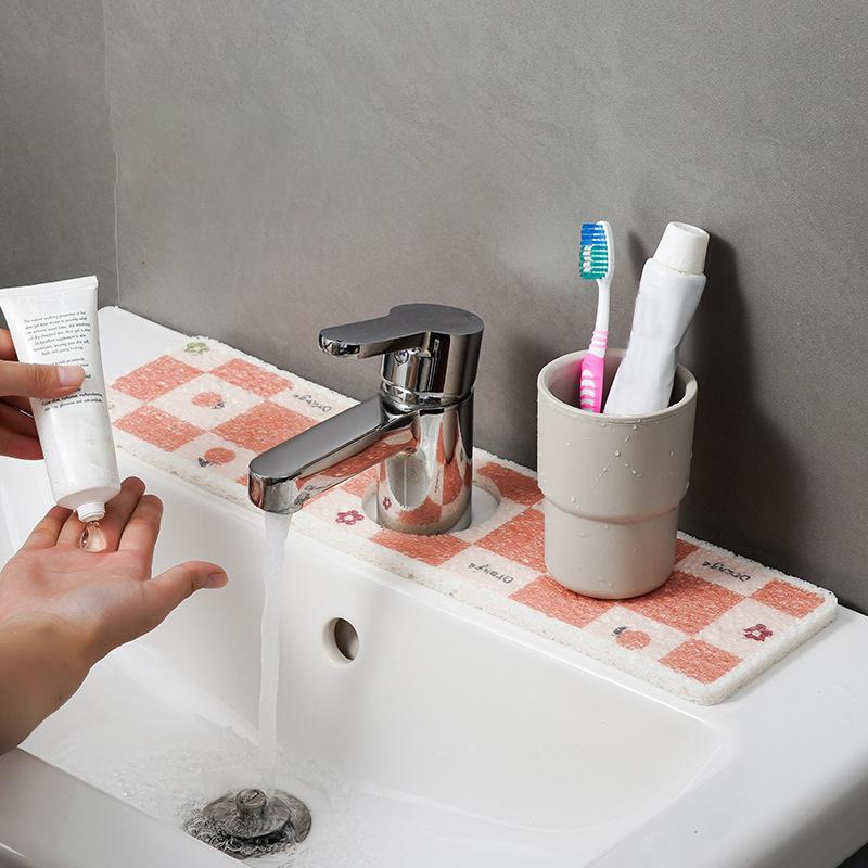 Kitchen Sink Splash Guard Sponge Customizable Dish Drying Mat Bathroom Sink Water Catcher Absorbent Mat Countertop Protector