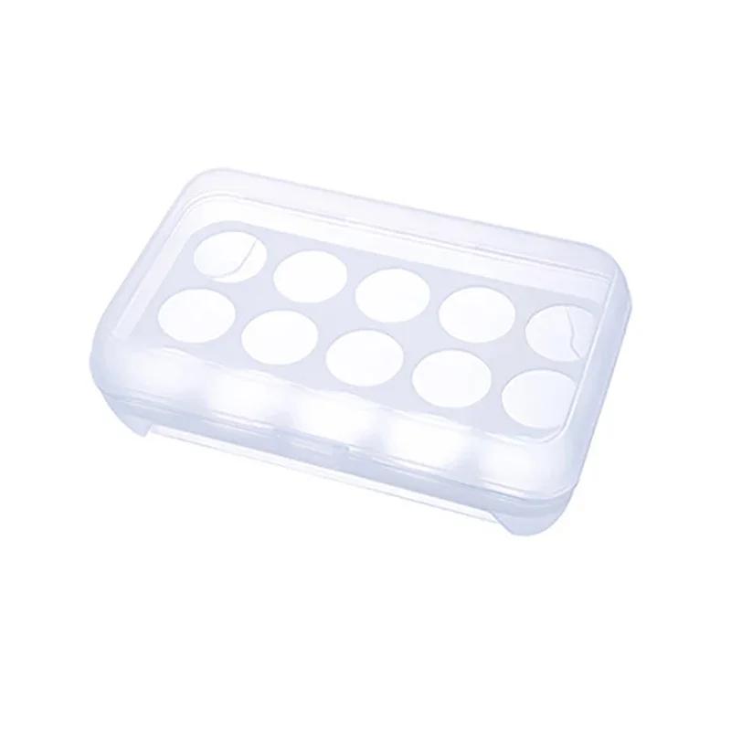 15 Grid Egg Storage Box Egg Box Tray with Lid Drawer Egg Carton PP Cases Refrigerator Cases Compartment Storage Egg Rack Support