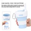450ml/15oz Silicone Folding Cup with Straw Lid and Carabiner Coffee Cup Suitable for Travel Camping Picnic Travel Mountaineering