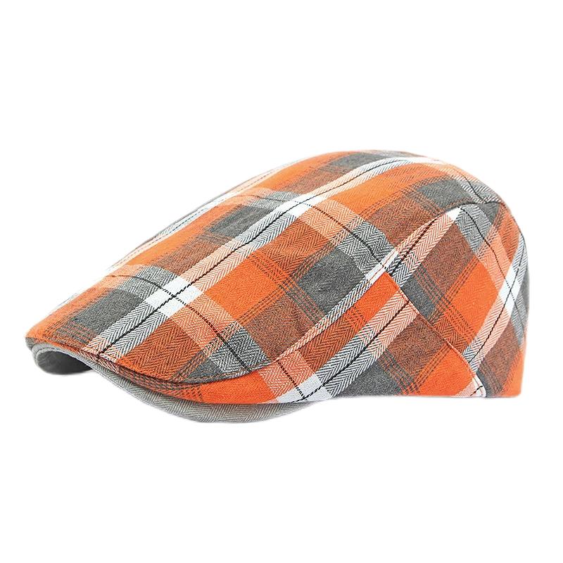 Frühling Sommer Dopamin Karomuster Baskenmütze Entenschnabel Vorwärtskappe Britischer Stil Schirmmütze Sommerhüte für Damen Herren Sonnenhüte Papa Hut Geschenk