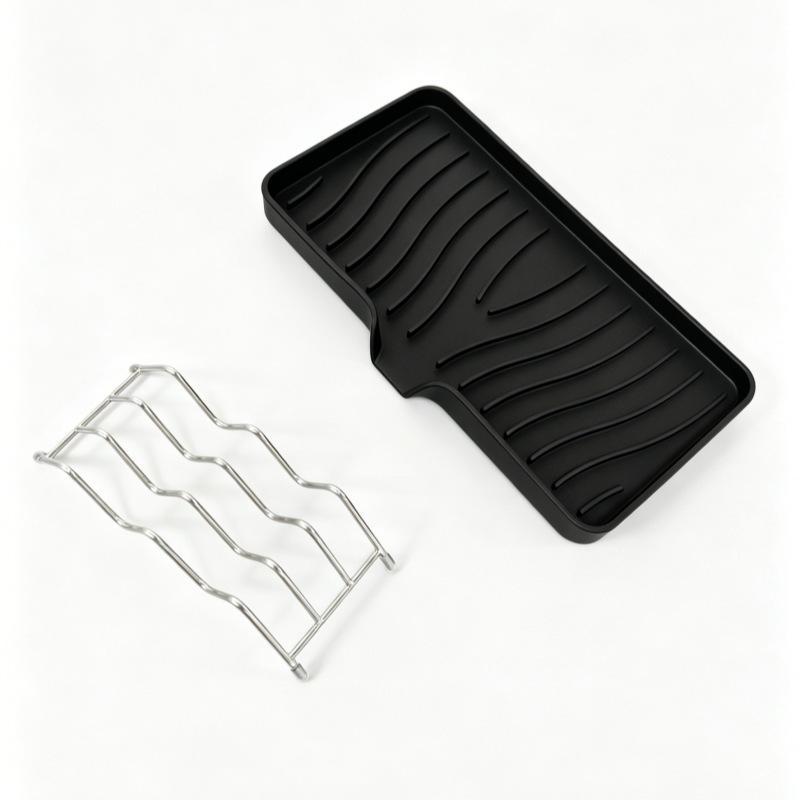 Silicone Draining Soap Holder With Stainless Steel Rack Perfect For Kitchen Sink Bathroom Countertop Daily Use