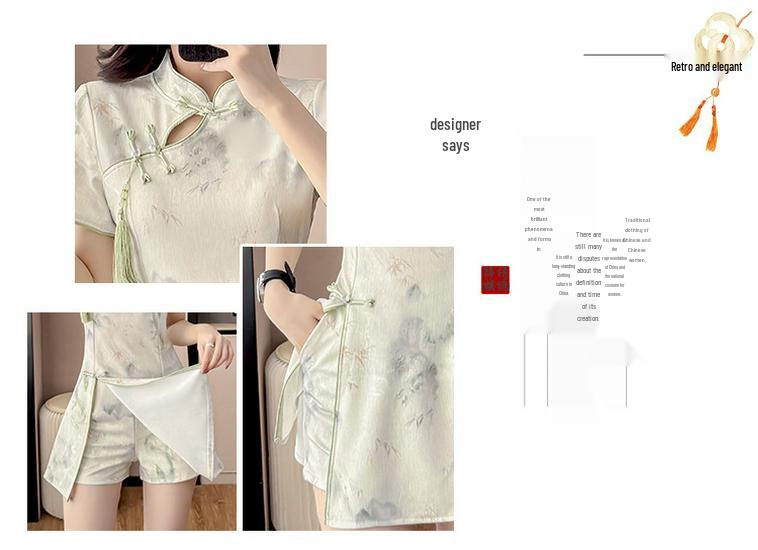 Summer Women's Chinese-Style Qipao Suit: Elegant Dress and Shorts Set