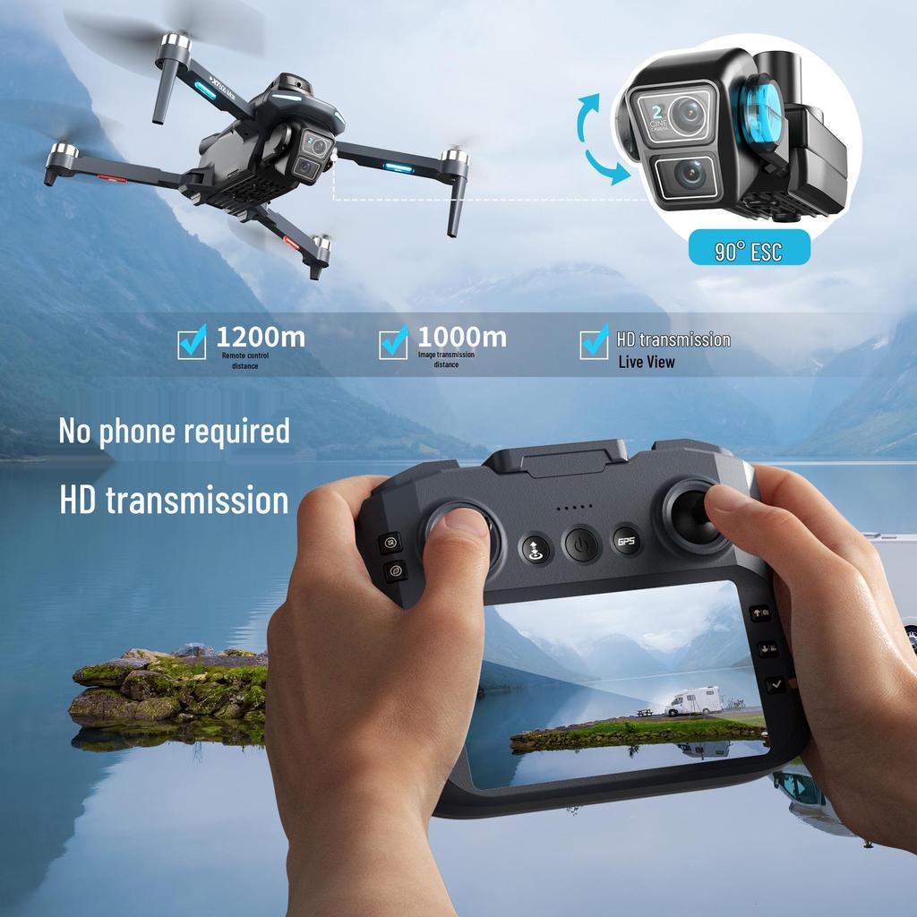 XT606 Drone with Screen: Brushless Motor, HD Aerial Photography, GPS, Intelligent Positioning