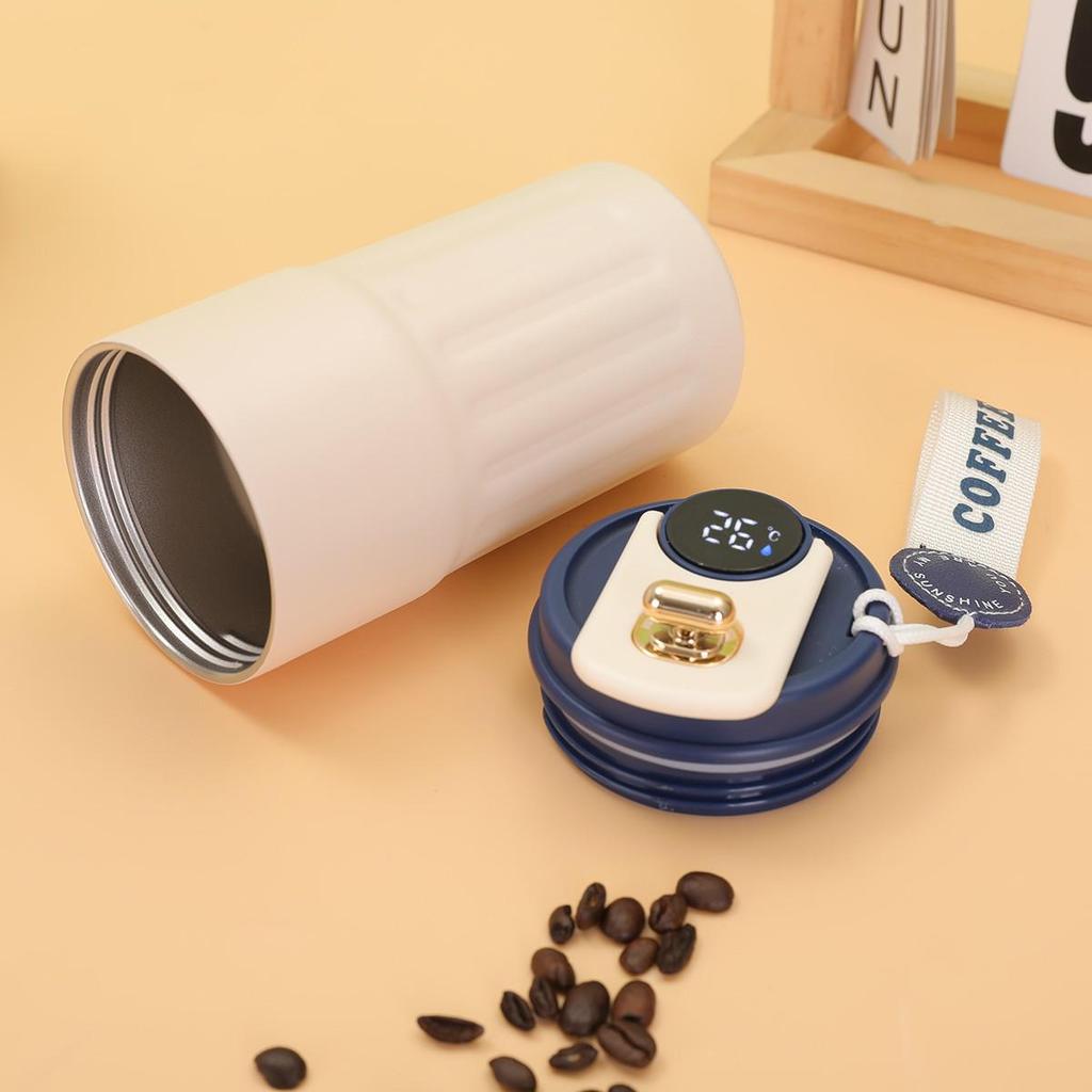 316 Stainless Steel Smart Temperature Display Insulated Coffee Cup with Portable Lifting Rope - Unisex Gift for Students and Couples