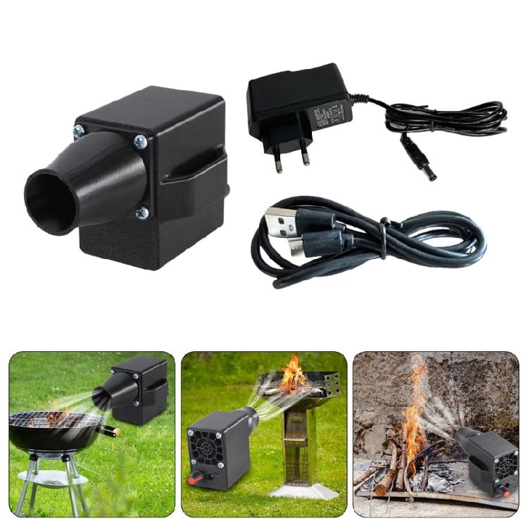 Adjustable BBQ Fan Air Blowers Fan With Double Power Input, for Quick Ignitions and Smokes Clearing Barbecue Tool