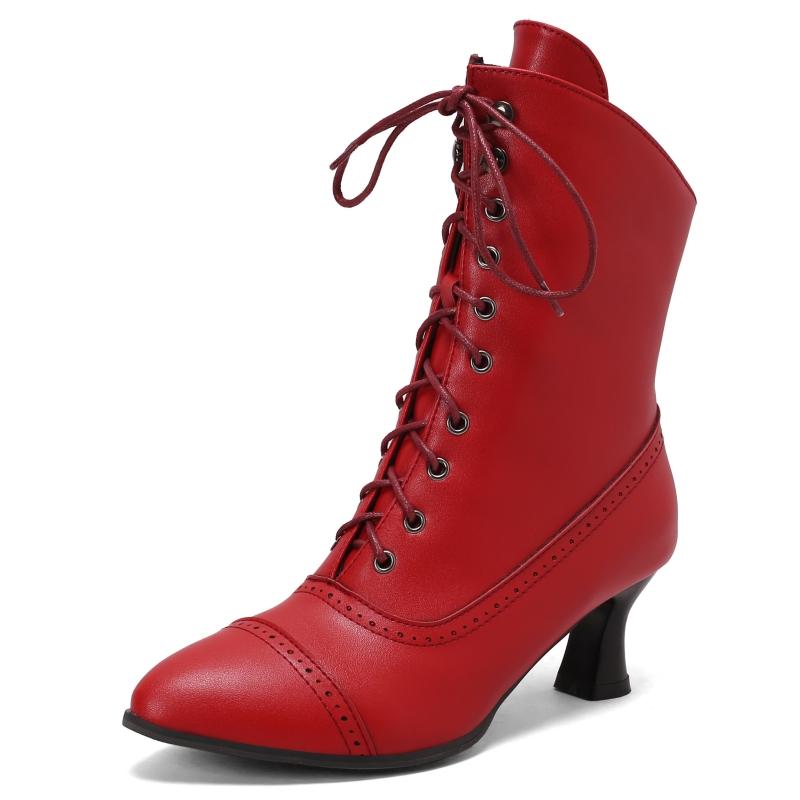 

Модні елегантні ботильйони для жінок, повсякденні шнурівки, осінь-зима, короткі жіночі чорні, червоні, білі сині туфлі для вечірок, жіночі великого розміру 41