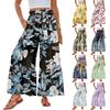 Damen Freizeithose mit weitem Bein, Stretch, Hoher Bund, Gerüschter Saum, Weite Beine, Mit Gürtel und Taschen