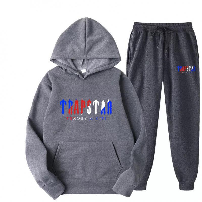 Trapstar Streetwear Hooded Fleece Sweatshirt Casual Sport Two-Piece Set for Men & Women