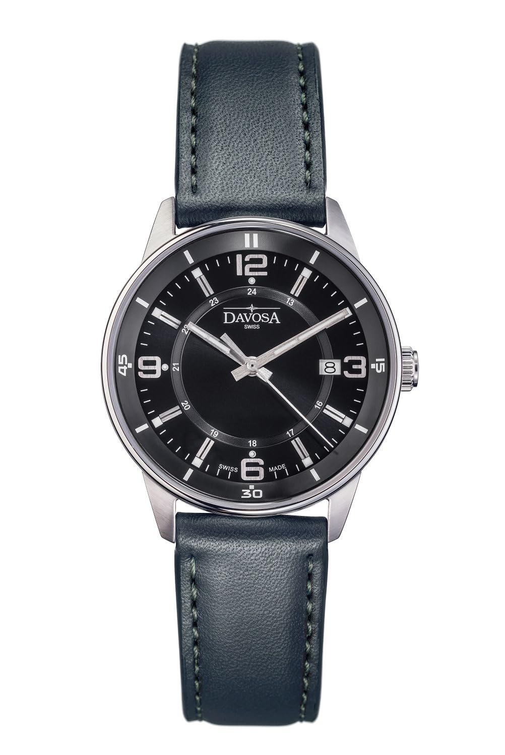 

Swiss Made Date Watch Black [Davosa] 167.583.55 Men s чорний