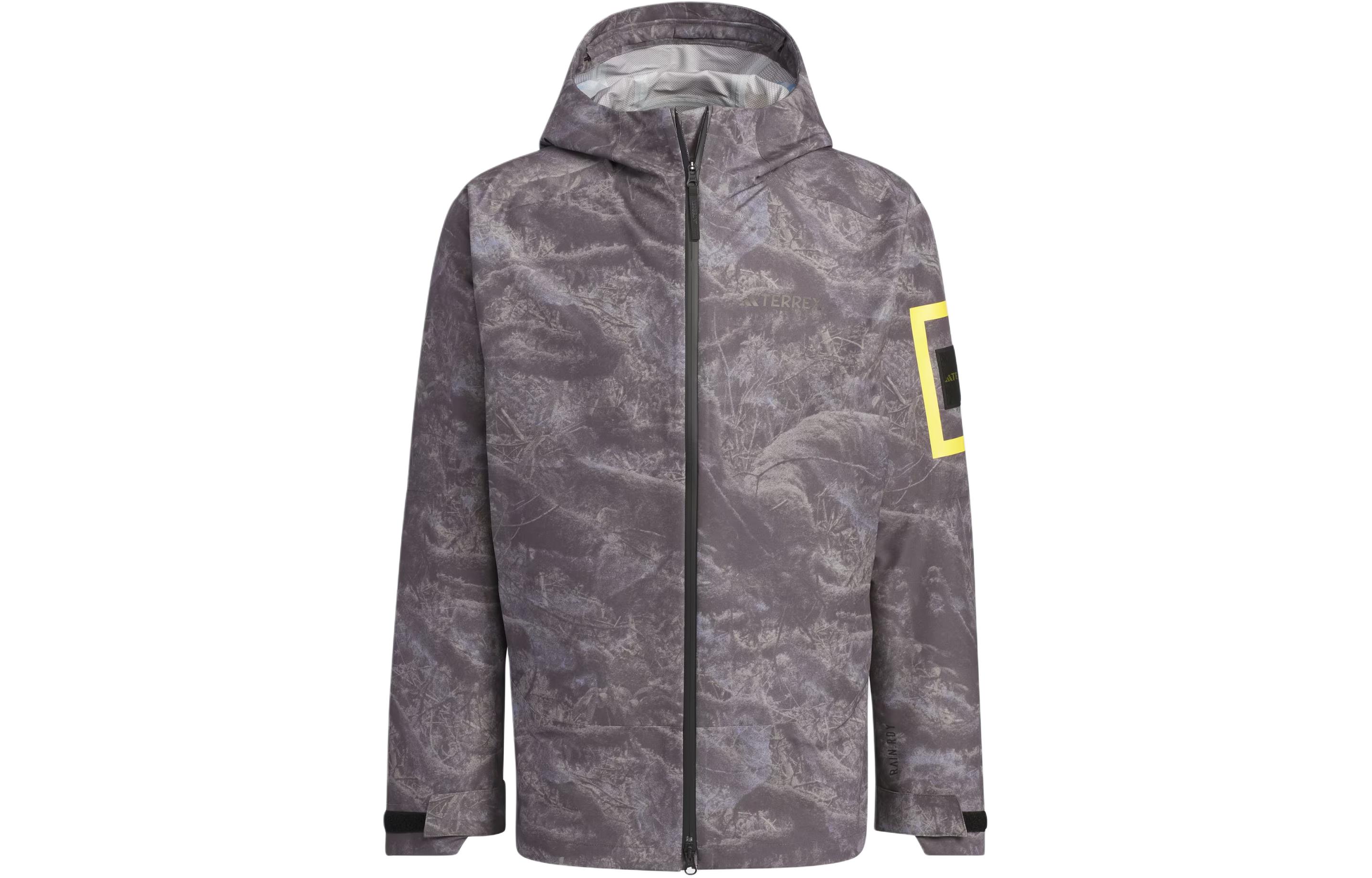 Adidas x NATIONAL GEOGRAPHIC ALLOVER PRINT Outdoor Hiking Waterproof, Windproof, And Rainproof Windbreaker Jacket Men s IS9512 M